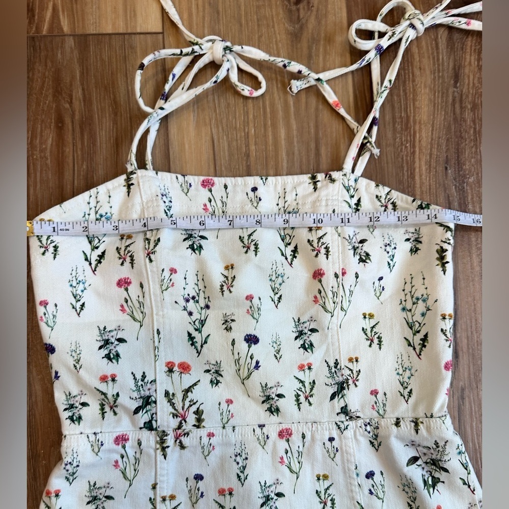 Alice + Olivia Jensen Floral Denim Spaghetti Strap Mini Dress Sz 4 - Picture 9 of 16